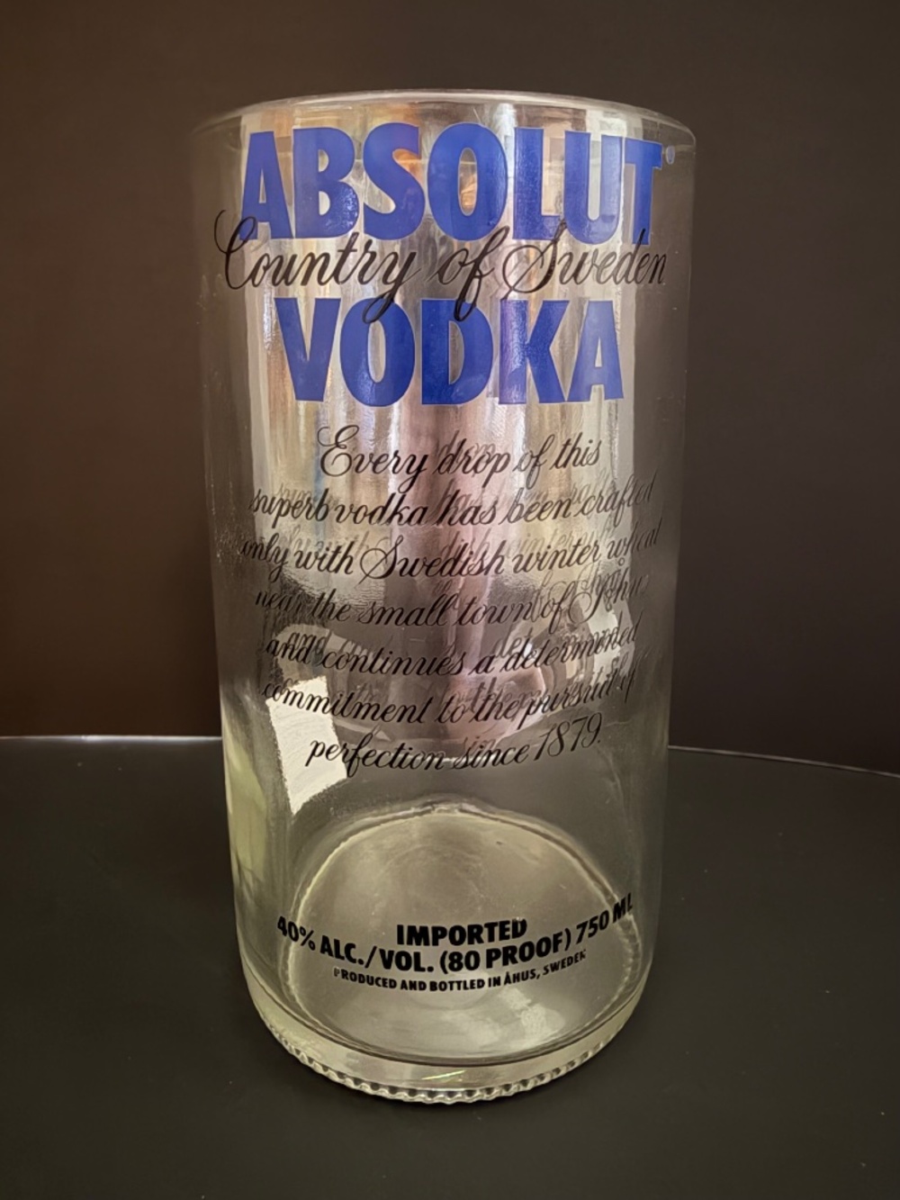 ABSOLUT Vodka Bottle Glass Upcycle Tumbler